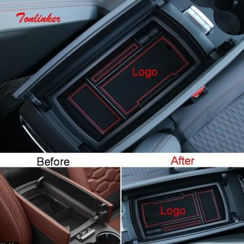 Tonlinker Interior Armrest Box Storage Cover sticker for CITROEN C5 Aircross 2018-19 Car Styling 1 PCS ABS Plastic Cover sticker