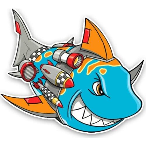 Creativity Funny Cartoon Shark Decorative Decal Car Window Sticker Personalized Car Decal Color PVC Waterproof Decal, 15 * 13cm