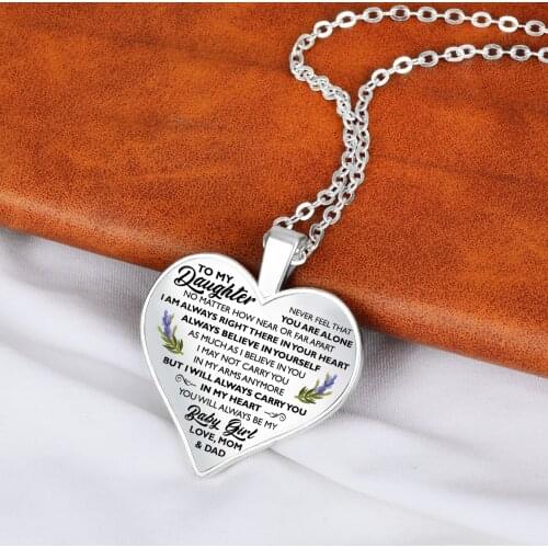 Always Believe In Yourself Heart-Shaped Inspirational Pendant Necklaces Birthday Graduation Gift For My Daughter From Mom & Dad