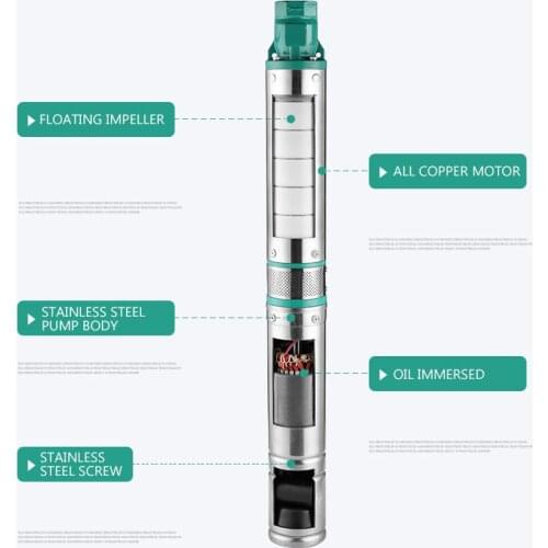 Deep Well Water Pump Submersible Pump High Head Household Well Water 370W 220V Deep Water Pump Three-phase Pump Electric 2-3m³/h