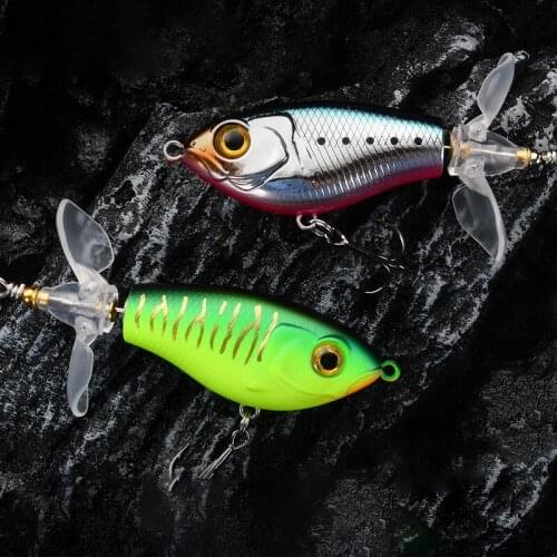 Whopper Popper Fishing Lure for Carp Topwater Floating Double Propeller Blade Soft Rotating Tail Hard Bait Bass Swimbait Fishing