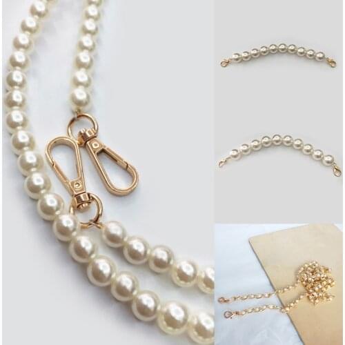 Women Handbag Purse Chain Imitate Pearl Strap Bags Belt Handles Pearl Bead Bag Chain For Women Bag Accessories High Quality