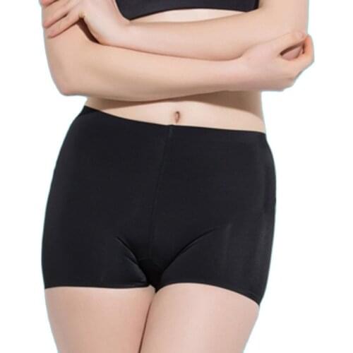Women Saftey Shorts Breathable High Elasticity Underwear Female Solid Color Suitable Black Beige Boxer Lady Ice Silk Panties
