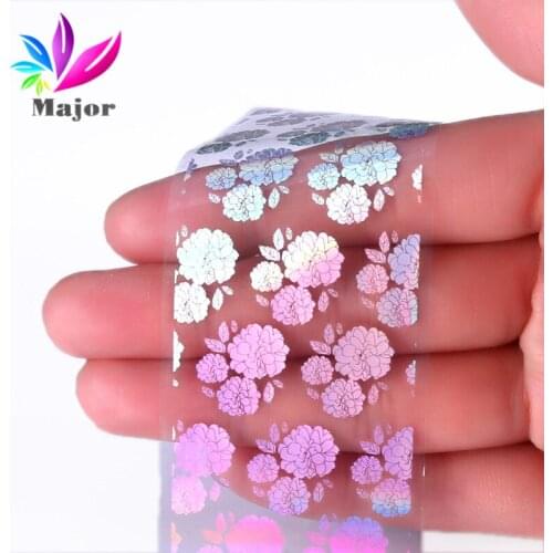 1pcs nail foils Shiny Laser flowers 3D DIY plastic Paper laser Nail transfer foil nail art Decorations