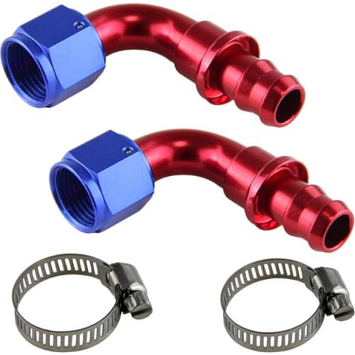 AN10 90 Degree Push On Lock Socketless Oil Fuel Line Hose End Fitting Adapter