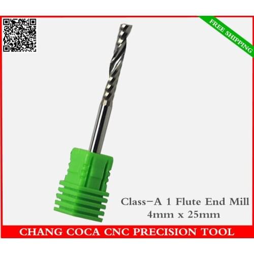 4mm*25mm,Freeshipping CNC machine solid carbide End Mill,tungsten steel 1 flute spiral milling cutter,PVC,MDF,Acrylic cutter