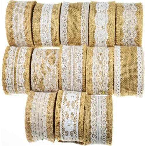 5yard 5cm Natural Jute Burlap Ribbon Rustic Vintage Wedding Decor Hessian Lace Jute Roll Merry Christmas Party Supplies DIY