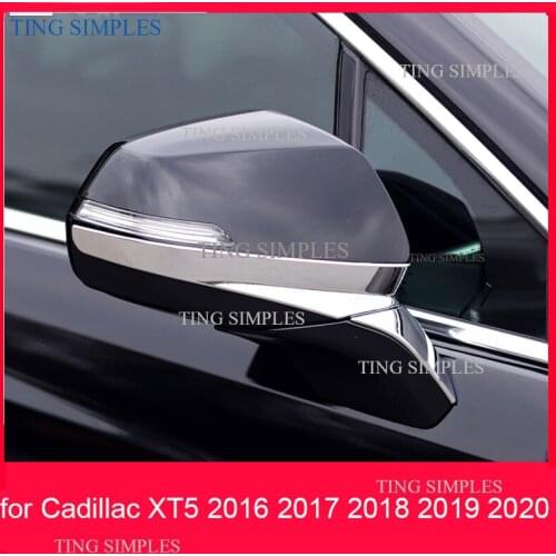 Accessories Fit For Cadillac XT5 2017 - 2020 Chrome Door Side Rearview Mirror Strip Protector Molding Cover Kit Trim ABS CHROME
