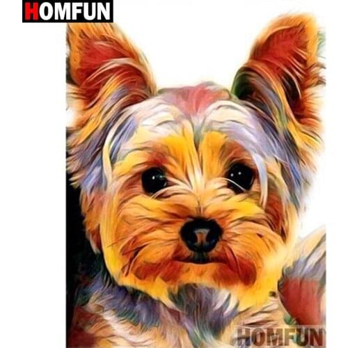 HOMFUN Full Square/Round Drill 5D DIY Diamond Painting "Animal dog" 3D Diamond Embroidery Cross Stitch Home Decor A19118