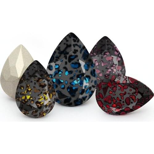 Astrobox Fancy Patina Teardrop Rhinestones Glass Decorations Perfect Quality Crystal Rhinestones For Dress Decorations Garment