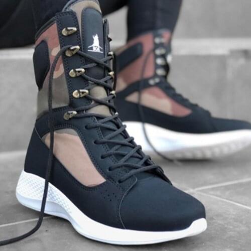 BA0600 Laced Black Camouflage Boxer Unisex Sports Postal Boots Turkey Manufacture All Seasons Worn Stylish And Special Design Stitched New