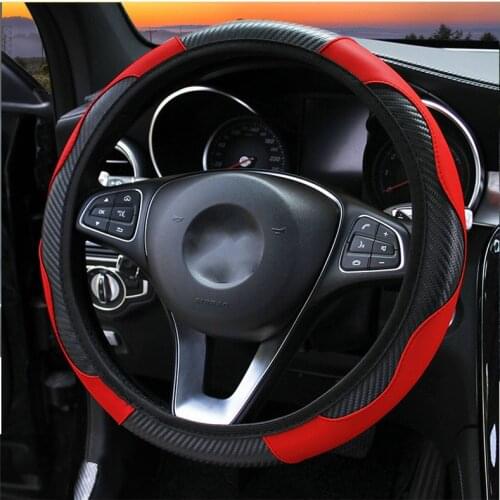 Car Steering Wheel Cover Breathable Anti Slip PU Leather Steering Covers Suitable 38cm Auto Decoration Internal Accessories