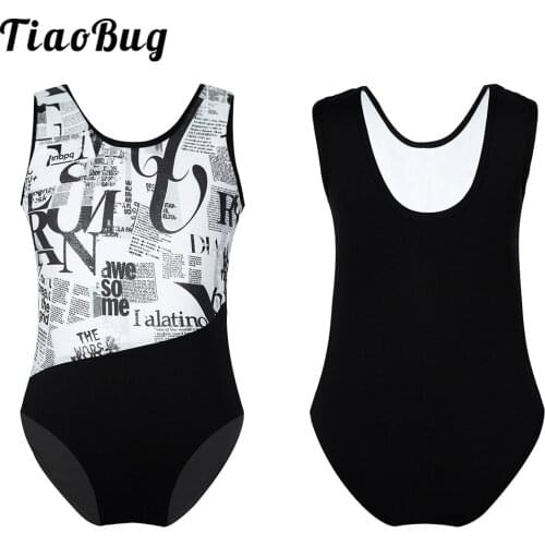 Kids Children Girls Sleeveless Patchwork Printed Ballet Dancer Gymnastics Leotard Tutu Flower Dress Girls Ballet Class Dancewear