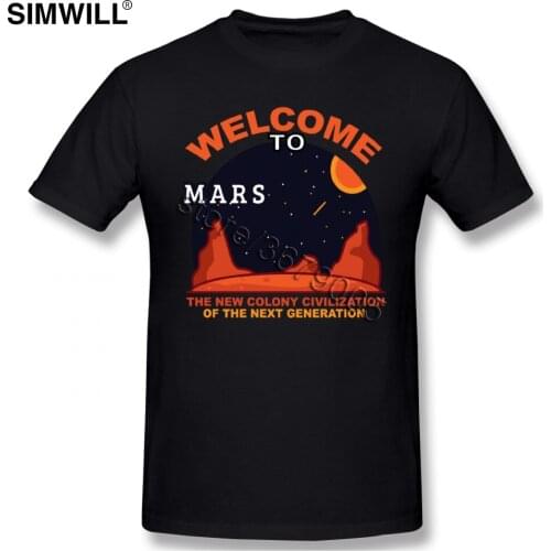 Men Short Sleeves Welcome To Occupy Mars Tee Printed Tshirt Round Neck Soft Cotton Regular Fit Tee Shirt Space X T Shirt Fans