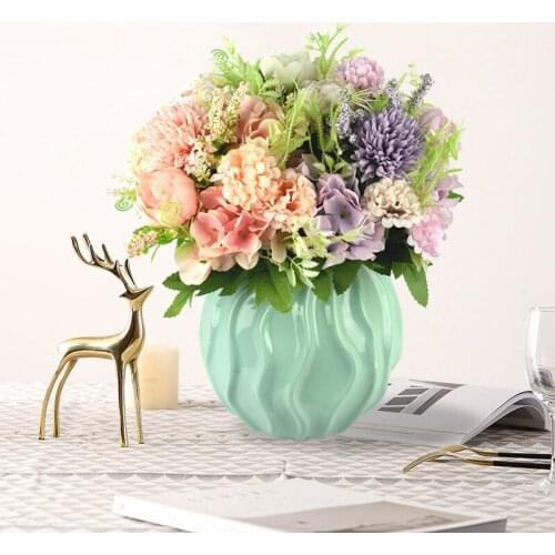 9 Heads Artificial Flowers Peony Hydrangea Fake Flowers Living Room Bedroom Home Accessories Party Wedding Decoration Bouquet