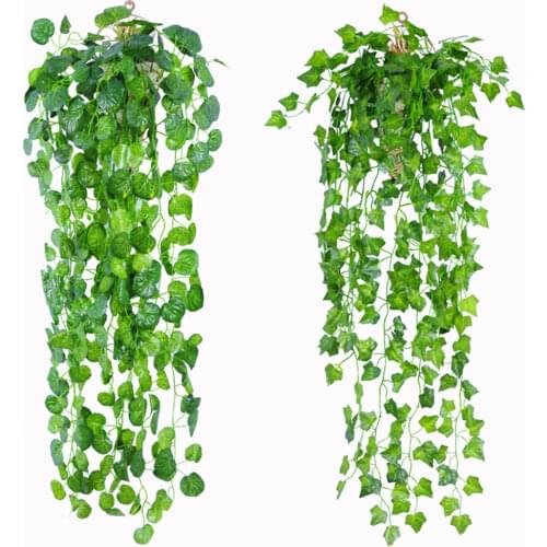 Artificial Hanging Plants Ivy Vine Fake Leaves Greeny Chain Wall Home Room Garden Wedding Garland Outside Decoration