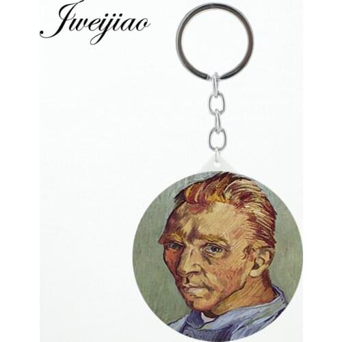 JWEIJIAO Self portrait Oil Painting keyring Compact mirror impressionism ART Decoration Purse Mirror can be custom PT80