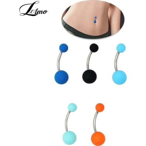 5Pcs Belly Piercing Navel Ring Matte Ball Belly Button Stud Sexy Body Jewelry