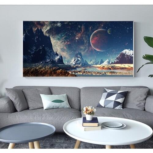 Beautiful Blue Earth Starry Sky Posters and Prints HD Print Wall Art Picture For Living Room Corridor Decoration Canvas Painting