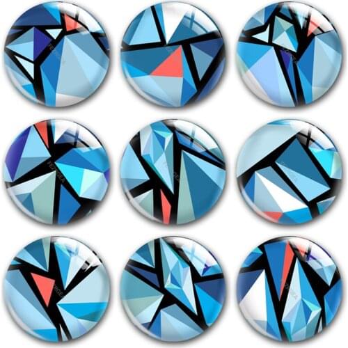 Handmade Diamond geometry pattern Round photo glass cabochons demo flat back DIY collier jewlery Making findings accessory