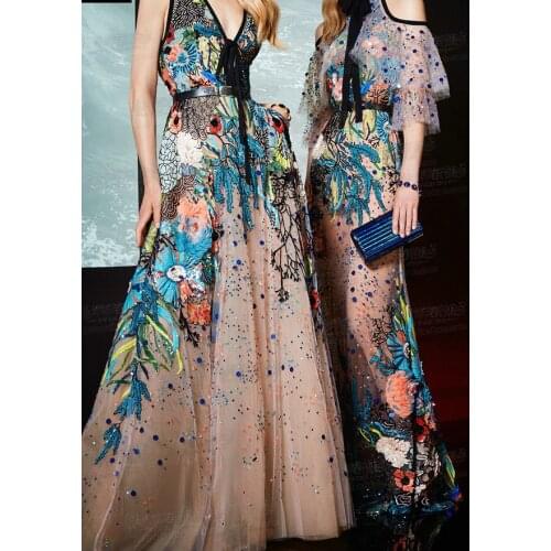 Big-name Catwalk Fashion Fabric High-grade Multi-color Encryption Embroidered Lace Fabric RS2625