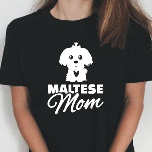 Maltese Mom Summer Short Sleeve T-Shirt Women Clothing Funny Harajuku Shirt Dog Gift Tee Shirt Femme Casual T Shirt Women Tops