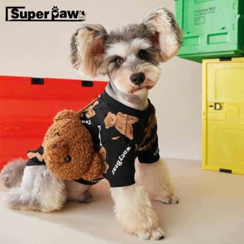 Fashion Pet Dog Hoodie Clothes with Backpack Winter Warm Sweater Jacket Coat Small Medium Dogs Schnauzer French Bulldog YHC42