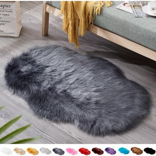 Washable Shiny Fur Sheepskin Soft Carpet Huge Shaggy Plush Rug Floor Carpet Floor Sofas Cushions Living Room Home Decor 60x90cm