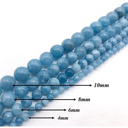 Natural Stone Light Blue Chalcedony Round Loose Charm BeadsFitMulti-purpose Jewelry Making 4 6 8 10 12MMPick Size J320