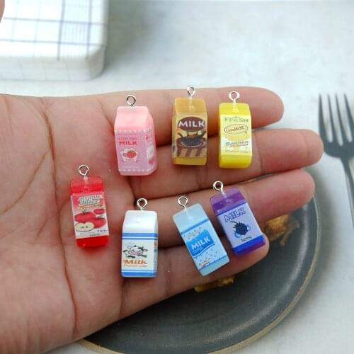 10Pcs/lot Milk Bottle Drink Charms Pendants For Jewelry Making Bracelets Necklace Earrings Making Resin Flat Back Cabochon