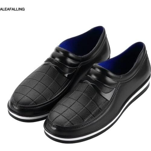 Aleafalling Kitchen Firetwork Rain Shoes Labor Place Men PVC Waterproof All-season Solid Rainboots Cookers Mature Men Shoes M95