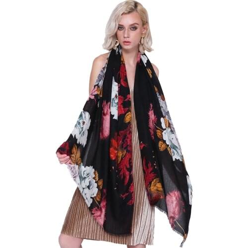 2019 new fashion floral print soft scarf pashmina muslim hijab wraps women scarves shawls brand muffler flower free shipping