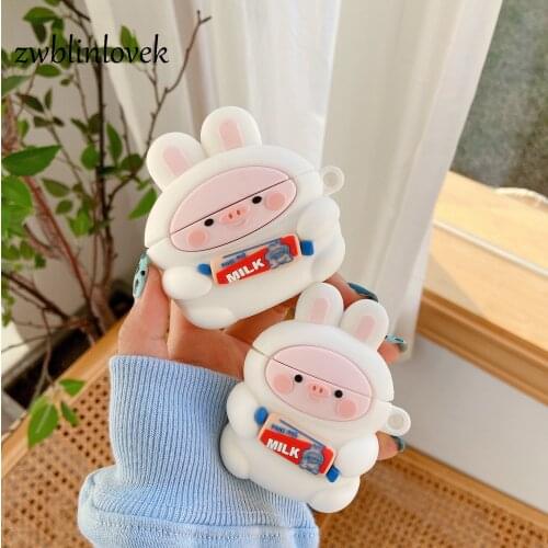 3d cartoon cute candy pig case silicone headset for airpods 1 2 wireless bluetooth headset protective cover accessories