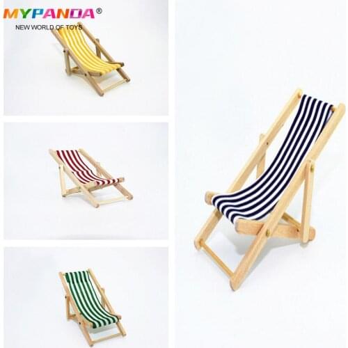 1:12 Scale DIY Foldable Wooden Deckchair Lounge Beach Chair For Lovely Miniature For Dolls House Furniture Toys