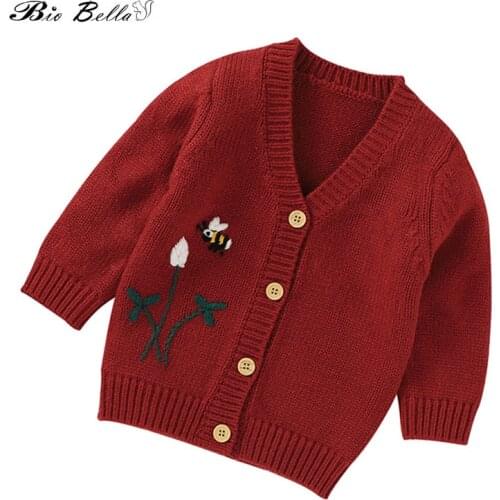 Infant Baby Sweaters Fashion Long Sleeve Embroidery 0-18 Months Boy Girl Coat Clothing Knitted Toddler Clothing Spring Autumn