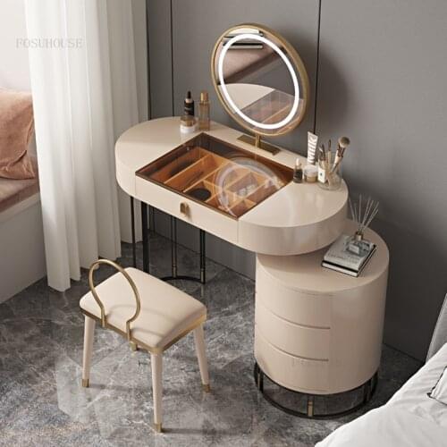 Nordic Smart LED Light Dressers Minimalist Modern Bedroom Furniture Dressing Table All-in-one Dresser for Makeup Storage Cabinet