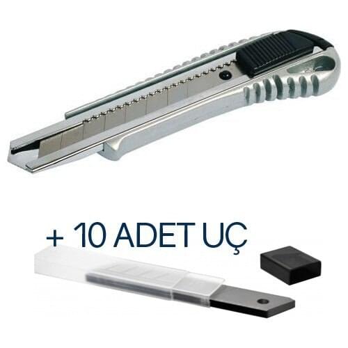 Metal Curved Knife Utility Knife + 10 PC Replacement Tip