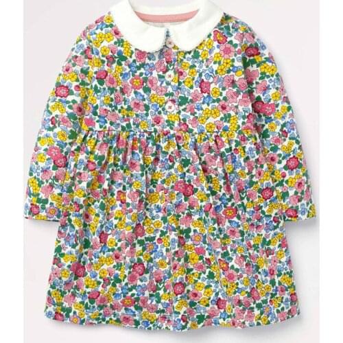 Spring Toddler Girl Lapel Flowers Dresses Kids Cotton Clothes Autumn Baby Girl Christmas Outfits Knitting Princess Dress 2T-7T