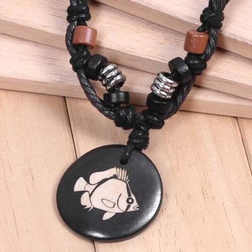 2019 retro style Tribal totem round necklace pendant top quality Wax rope beaded necklace unisex jewelry best for friend