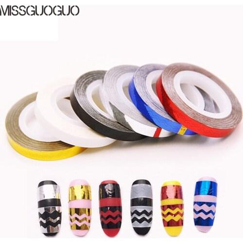 Nail Art Decoration Wave Line Rolls Striping Tape Line Decorations Tips Sticker Manicure Tools Nail Tips 6 Colors Selection