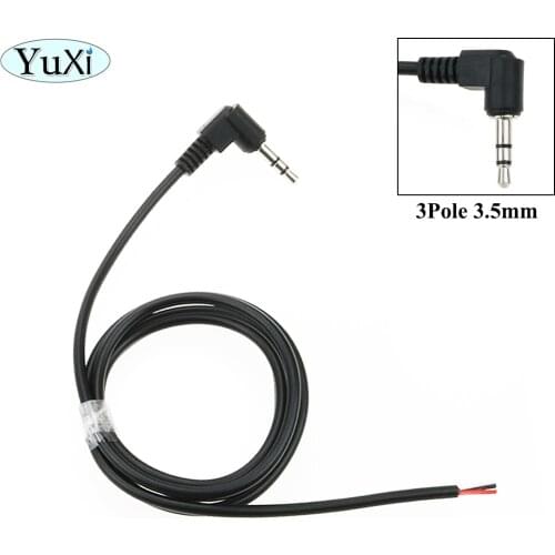 YuXi 3.5mm 3 Pole 90 degree Bending Jack DIY Earphone Audio Cable Headphone Repair Replacement Cord 50cm 95cm