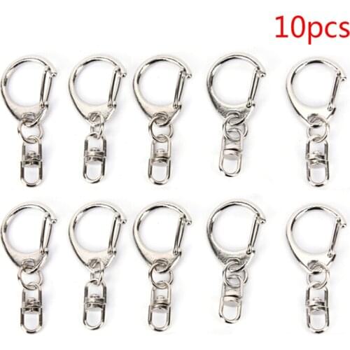 10pcs DIY Polished Keyring Alloy Swivel Lobster Clasps Clips Keychain Hooks Keychain Split Ring Findings For DIY Keychain Making