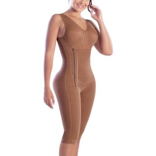 Women Shapewear Tummy Control Fajas Front Closure Side Zipper Full Body Shaper Postpartum Bodysuit