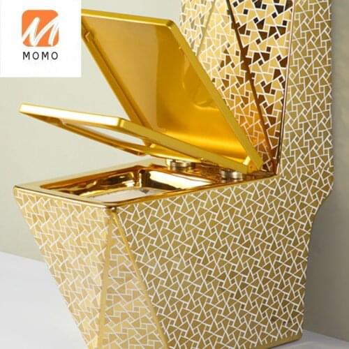 Gold toilet, square diamond color ceramic toilet, European toilet, toilet seat 3520 Biological Toilet Closestool Toilet Seat