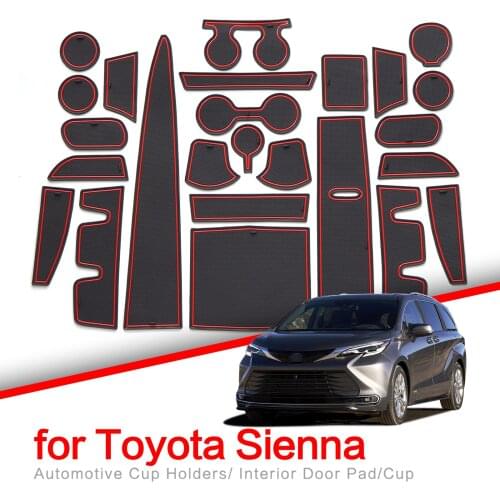 ZUNDUO Anti-Slip Gate Slot Cup Pad Fit for Toyota SIENNA 2021 2022 Interior Accessories Non-Slip Door Groove Mats Rubber Coaster