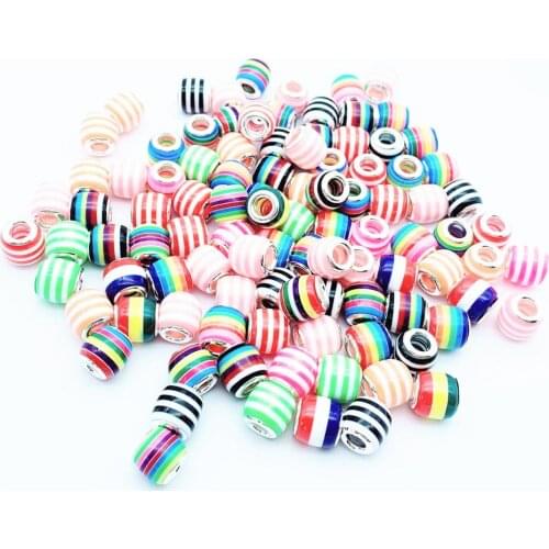 10Pcs/Lot Mix Color Silver Plated Buckle DIY Resin Plastic Bead Charm Fits for Pandora European Jewelry Bracelet js2272