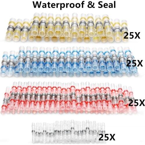 100PCS AWG26-10 Waterproof Heat Shrink Solder Seal Sleeve Splice Terminals Electrical Wire Butt Connectors Assortment Kit