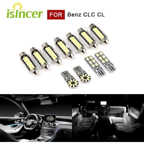 11pcs Canbus SMD LED Car interior lighting set For Mercedes-Benz CLC CL203 2001-2008 Dome Map Reading Mirror LED lamp Kit