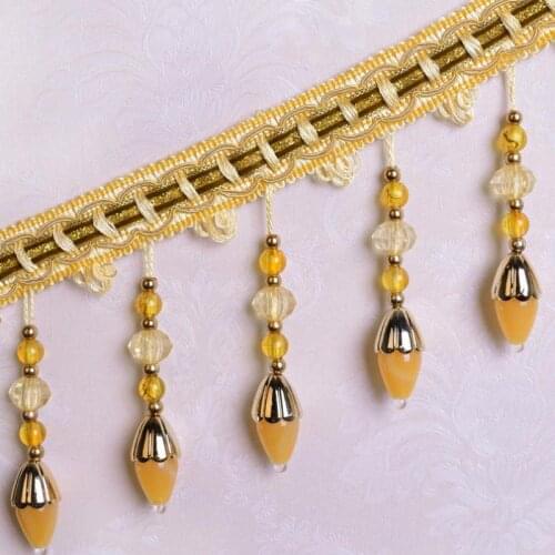 12yard/lot Olive Jade Beads Decor Curtain Lace Accessories For Diy Sewing Tassel Fringes Trim Ribbons Diy Home Decor Cortina