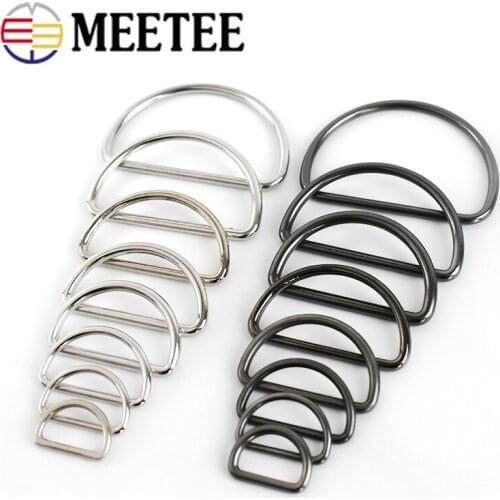 20pcs Meetee 15-50mm Metal Dee D Ring Buckle Webbing Backpack Bag Shoes Adjustment Buckles Strap Pet Collar Sewing Accessories